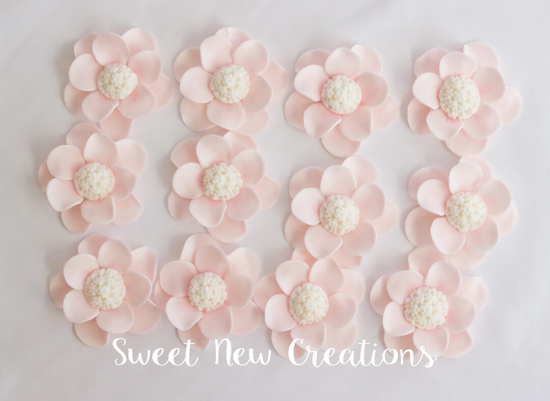 Blush Pink Fondant Flowers Rose Edible Flowers Vintage Wedding Cake