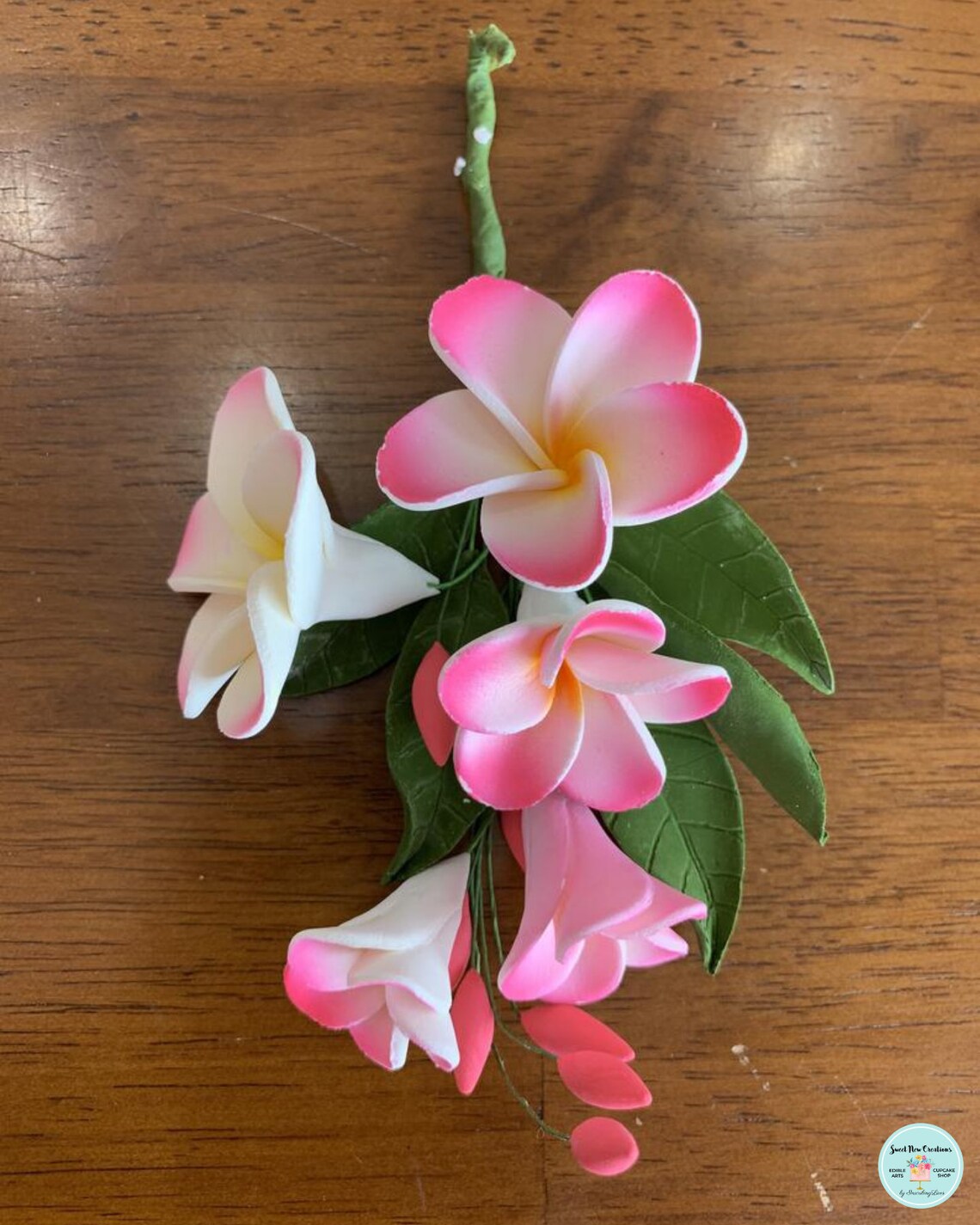 Frangipani Spray Pink Gum Paste Sugar Flowers Filler Cascade Etsy