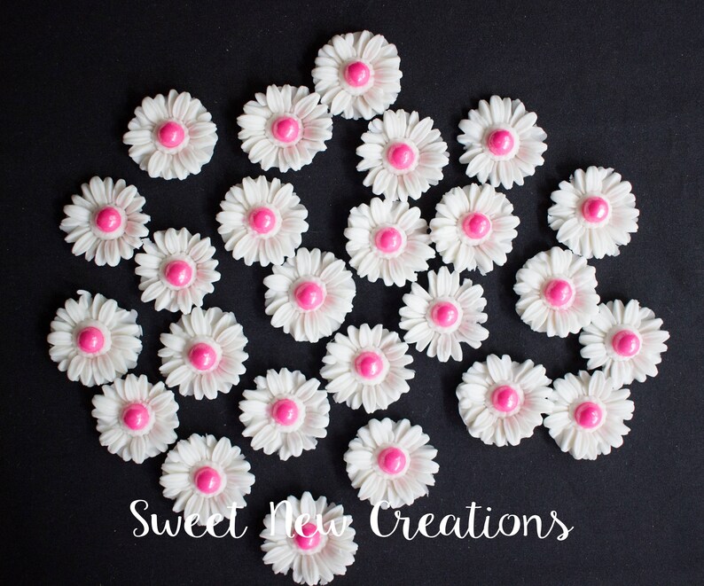 Daisy Mini Edible Fondant Flowers Cake Pops Decorations White Etsy