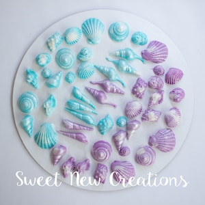 Sea Shells fondant topper 50pcs mermaid Beach cake topper beach cupcake toppers sea shore edible sea shells party favors  summer decorations