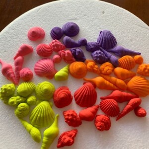 fondant sea shells topper 50pcs bright color mermaid under the sea beach cupcake cake toppers sea shore edible shells pink purple red lime