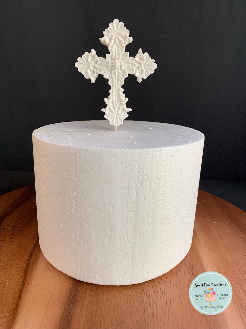 Baptism Cross Cake Toppers Edible Fondant Topper Christening Etsy