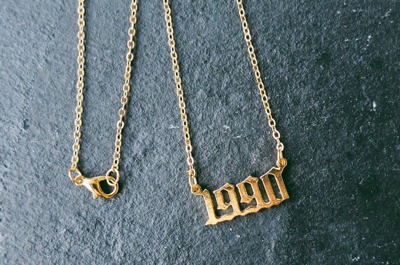 old english birth year necklace