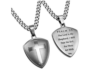 Silver R2 Shield Cross "Psalm 23"