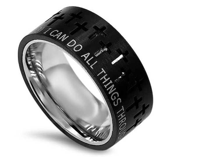 Black Crosses Ring "I Can Do All Things"