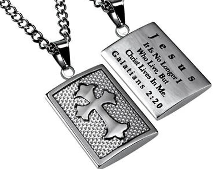 Shield Cross "Christ In Me" Silver Carbon Fiber