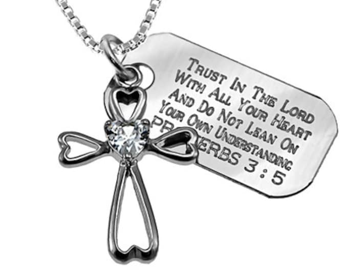 Daisy heart star sterling cross necklace with engraved Bible Verse charm