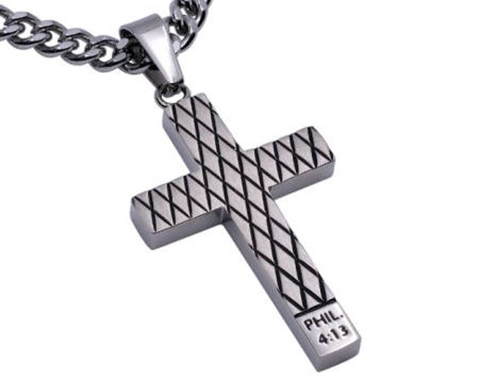 Diamond Cross Necklace "Christ My Strength"
