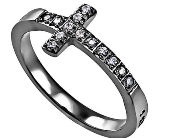 Sideway Cross Ring "I Know"