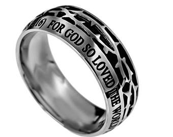 Crown Of Thorns Ring "John 3:16"