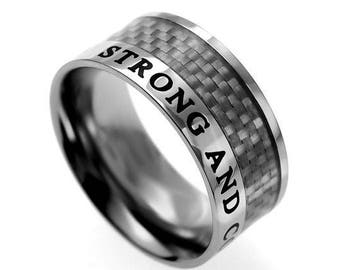 Carbon Fiber Ring "Strong and Courageous"