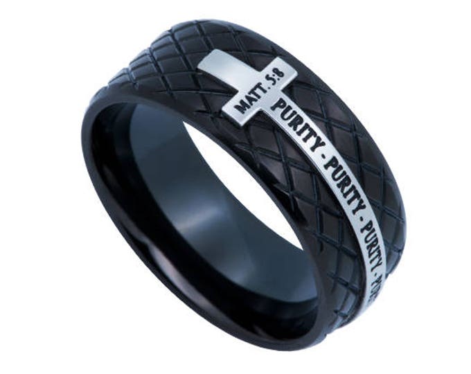 Black Diamond Back Cross Ring "Purity"