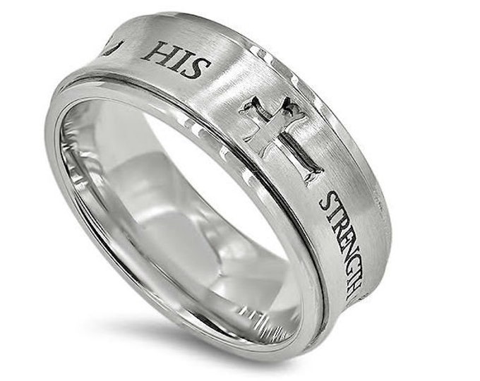 Cross Spinner Ring "His Strength"