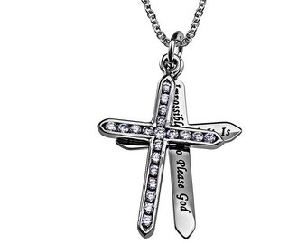 CZ Twin Cross Necklace "Faith"