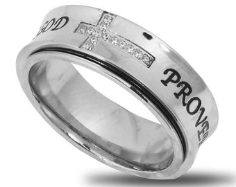 Cross Spinner Ring "Woman Of God"  - Prov 31