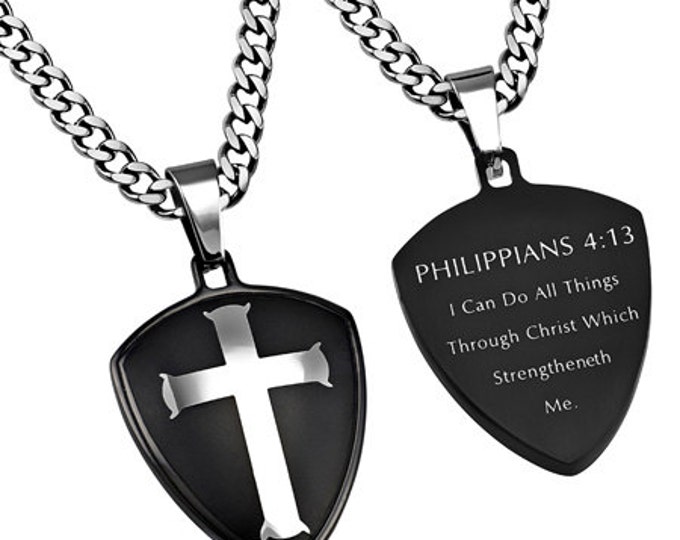 Black R2 Shield Cross "Christ My Strength"