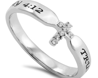 Single Cross Ring "True Love Waits"