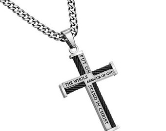 Cable Cross Necklace "Armor Of God"