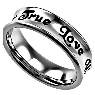 Personalized Stainless Steel True Love Waits Black Ring