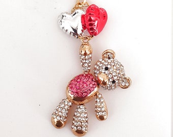 Gold Teddy Bear Sparkle Charm for Handbag/Purse