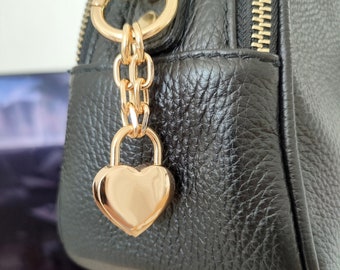 Bing Gold Heart Padlock Charm for Handbag/Purse