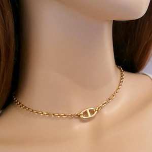 Large Montaigne Farandole Mariner Pendant Choker Necklace with 3mm thick Diamond Cut Chain