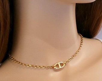 Christian Dior Vintage Necklace Danseuse Etoile Gold CD Christian Dior Vintage Necklace Danseuse Etoile Gold CD