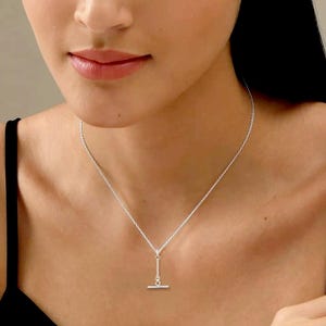 Source Y Drop T-bar Pendant Necklace with 925 Silver plated Trace Chain