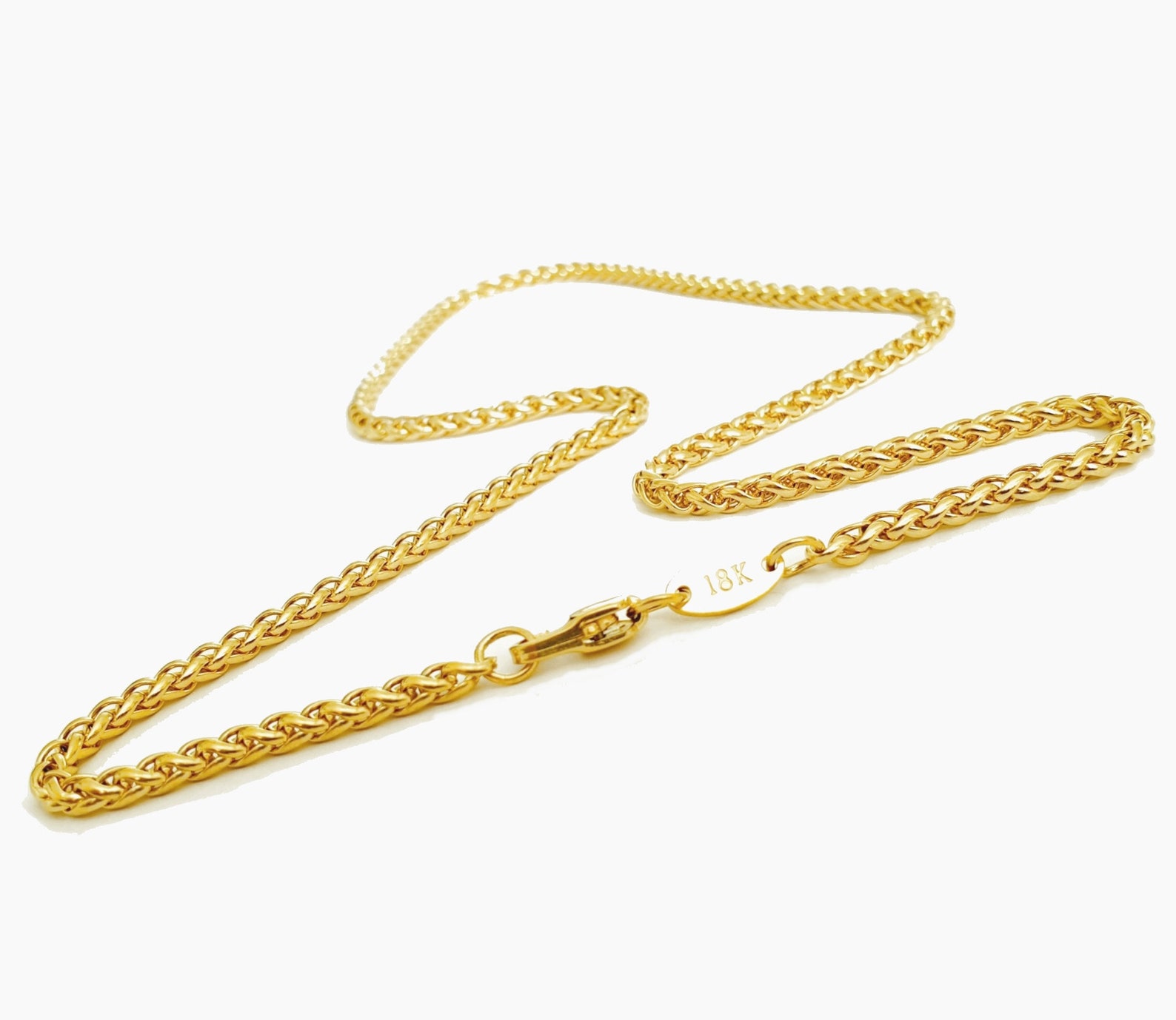 18ct gold filled Braided Wheat Rope Chain Necklace Etsy