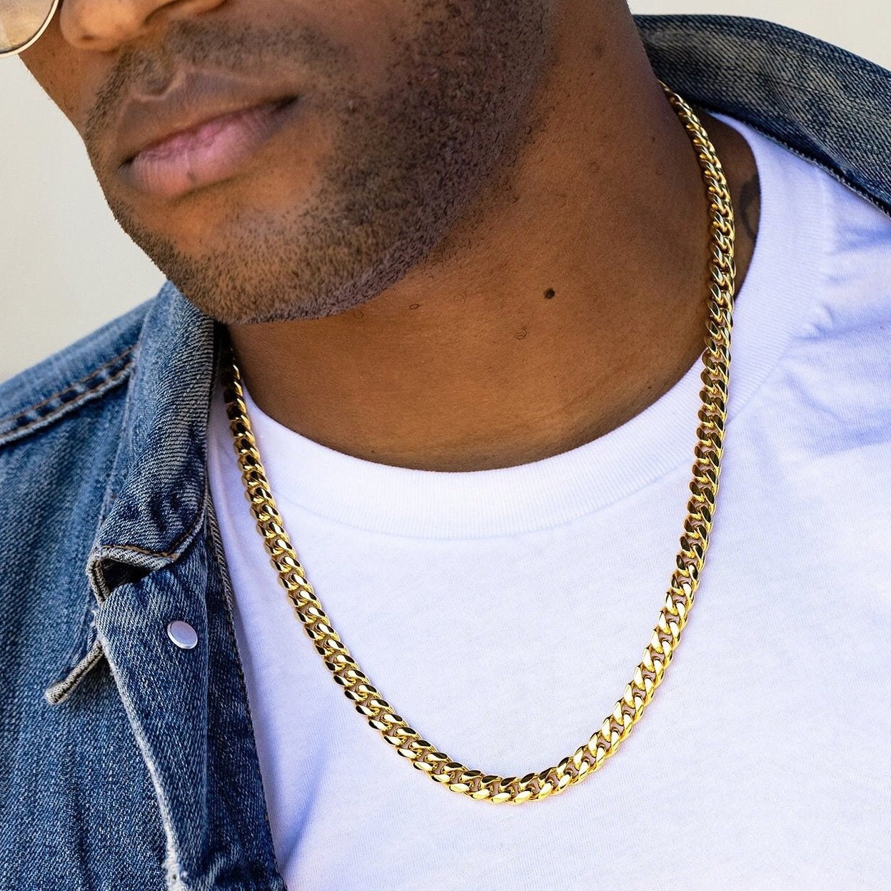 7mm 14k Rose Gold Chain, Cuban Link Chain for Men, Rose Gold Cuban Curb  Link Necklace, 14k Men's Gold Chain 