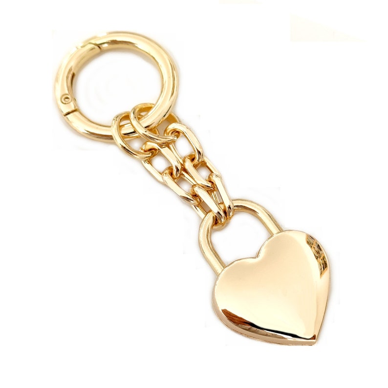 Ciondolo lucchetto a forma di cuore dorato Bing per borsetta/borsa immagine 2