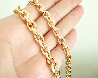 6mm or 9mm Gold Oval Rolo Cable Cross Link Replacment Purse Chain 30cm - 120cm