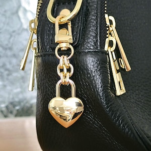 Mirror Polished Gold Heart Padlock Charm for Handbag/Purse