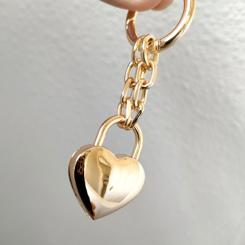 Ciondolo lucchetto a forma di cuore dorato Bing per borsetta/borsa immagine 3
