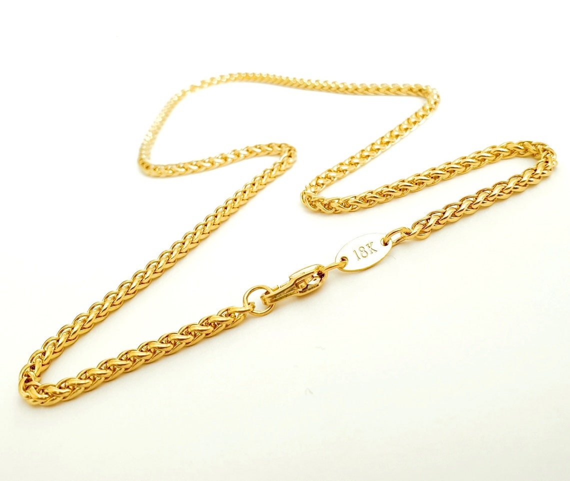 18ct Gold filled Braided Wheat Rope Chain Necklace Etsy
