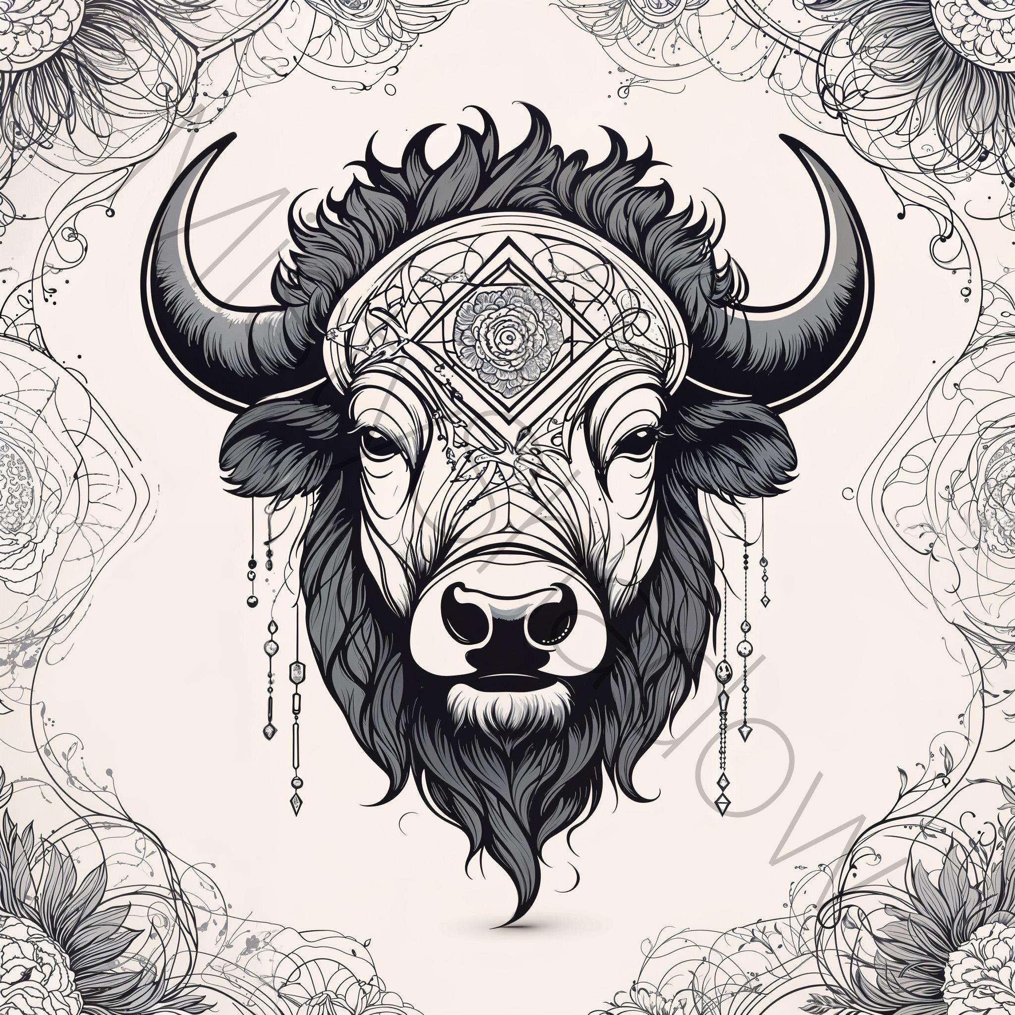 Sacred Geometry Bison Tattoos - Etsy