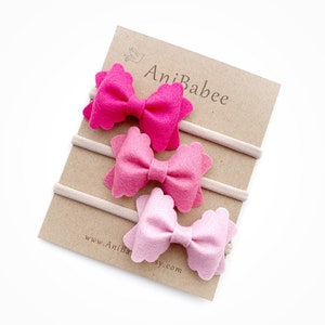 Headbands for girls, Hair Bows, Newborn Headband, Baby Headband, Baby-Girl Bow Headband, Felt Bow, Baby Headband Set, Nylon Baby Headband