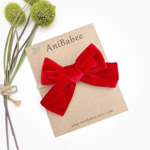 Red Velvet Christmas Hair Bow | Red Christmas Headband | Baby Headband | Baby Girl Bow | Hair Clips  | Red Velvet Bow | Christmas Gift