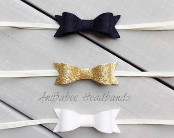 Baby Headband Set, Baby Headband, Baby Bow Headband, Gold Bow Headband, Baby Bows, Infant Headband, Newborn Headband, Hair Bows