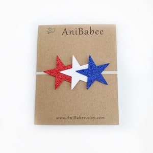 4th of July Bow, Baby Headband, Glitter Headband, Star Headband, Fourth of July Headband, Red white and blue Headband, Newborn Headband