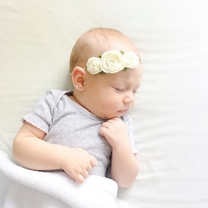 Baby Headband, Felt Flower Headband, Flower Headband, Newborn Headband, Infant Headband, Flower Crown Headband, Baby accessories image 5