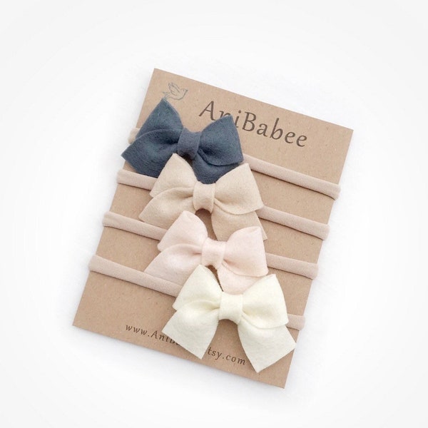 Baby Headbands, Newborn Headband, Baby Bow Headband, Baby Girl Headband, Felt Bow Headband, Baby Headband Set, Nylon Headband, Hair Bows