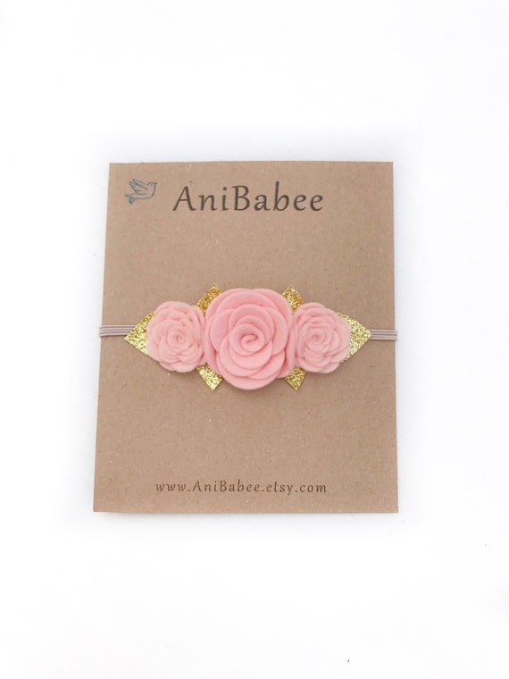 Blush Felt Flower Headband baby flower headband Felt Flower Etsy