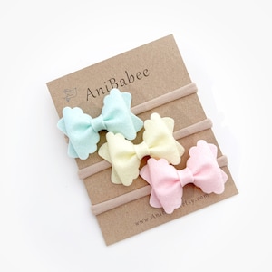 Baby Bow Headband, Hair Bows, Newborn Headband, Baby Headband, Baby-Girl Bow Headband, Felt Bow, Baby Headband Set, Nylon Baby Headband
