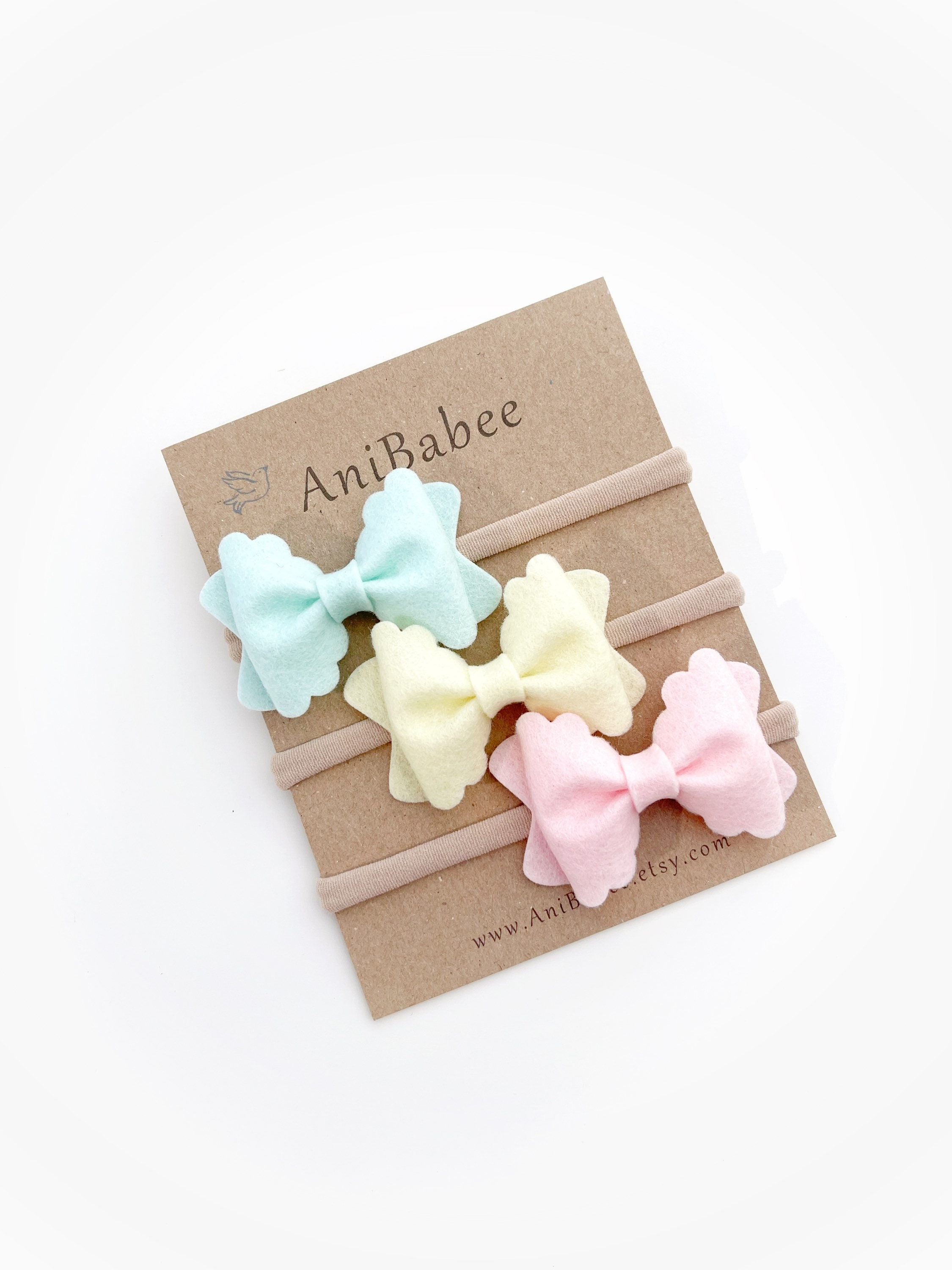 Baby Bow Headband, Hair Bows, Newborn Headband, Baby Headband, Baby-Girl Bow Headband, Felt Bow, Baby Headband Set, Nylon Baby Headband