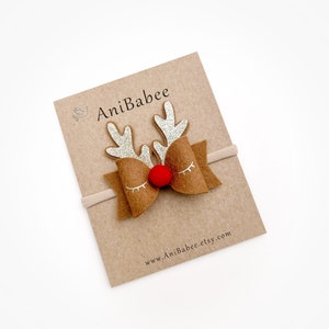 READY TO SHIP, Christmas Baby Headband, Rudolph Headband, Chrismas Hair Bows, Christmas Bow, Baby Girl Headband, Christmas Gift