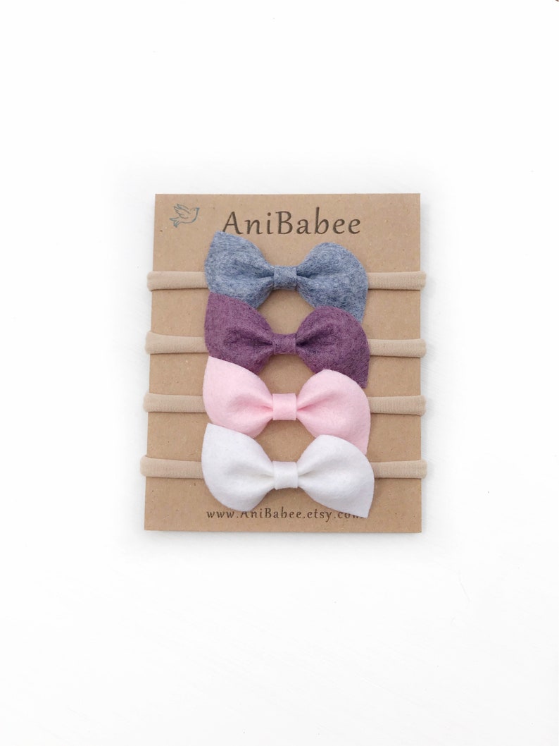 Baby Headband Bows, Baby Headband, Baby Girl Headband, Headband Set, Baby-Girl Bow Headband, Felt Bow Headband, Baby Headband Set, Hair Bows image 1