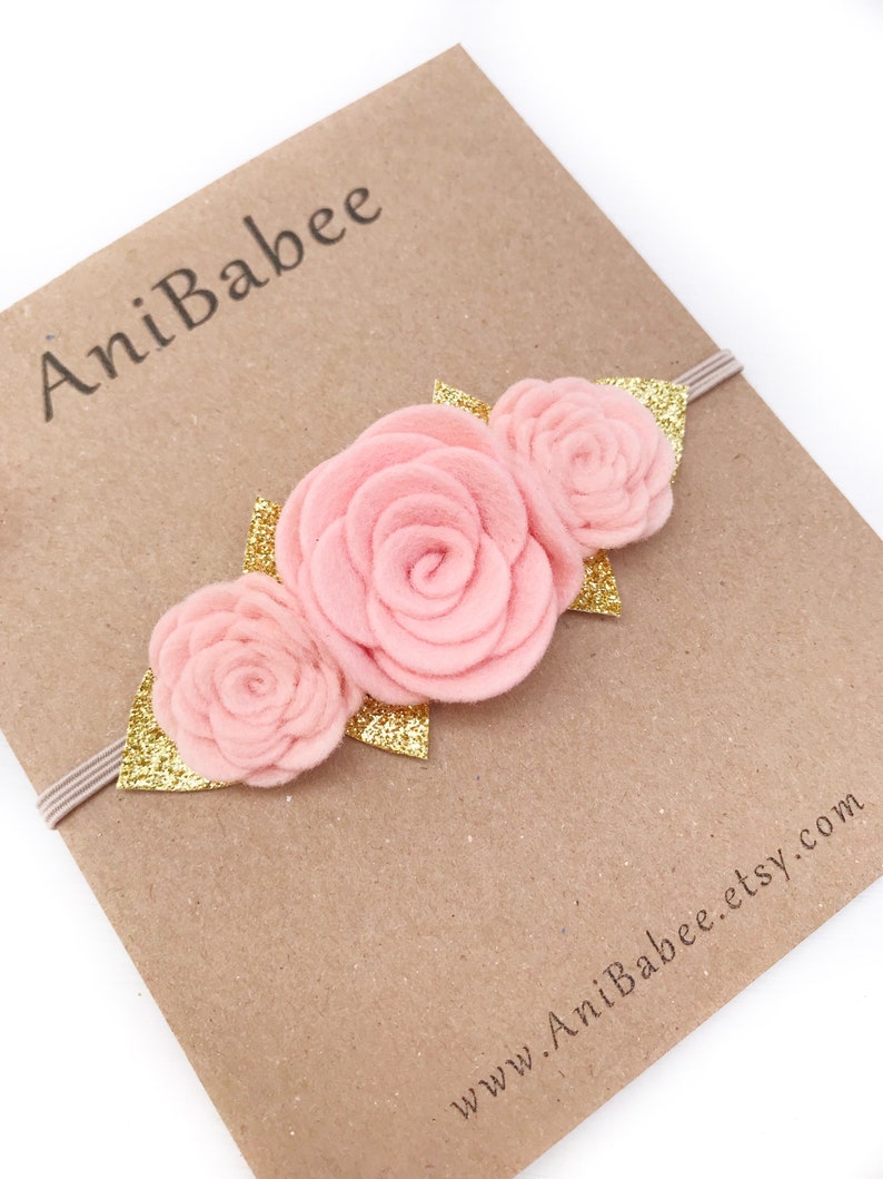 Blush Felt Flower Headband baby flower headband Felt Flower Etsy