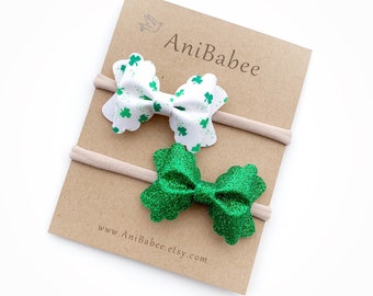 Noeud de la Saint-Patrick, bandeau pour la Saint-Patrick, bandeau bébé, bandeau bébé vert, bandeau bébé fille, bandeau noeud en feutre, bandeau nouveau-né