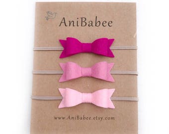 Felt Bow Headband, baby headband, Bow Headband, Headband Set, Newborn Headband, Infant Headband, Hair Bow, Baby Bows, Baby accessories